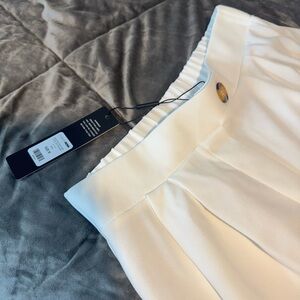 White Dress Pants with Button Detail
